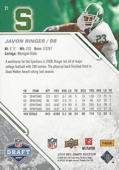 2009 Upper Deck Draft Edition #21 Javon Ringer Back