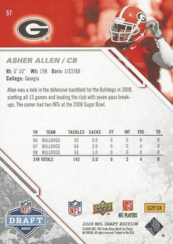 2009 Upper Deck Draft Edition #57 Asher Allen Back