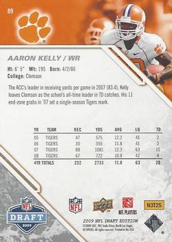 2009 Upper Deck Draft Edition #89 Aaron Kelly Back
