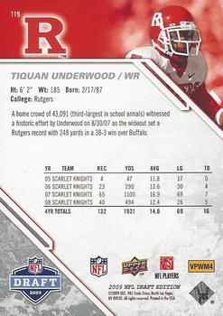 2009 Upper Deck Draft Edition #119 Tiquan Underwood Back
