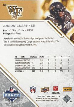 2009 Upper Deck Draft Edition #126 Aaron Curry Back