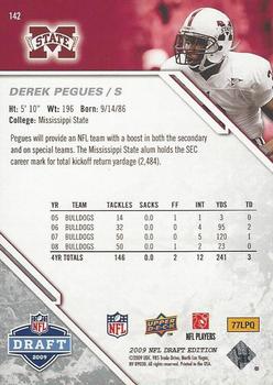 2009 Upper Deck Draft Edition #142 Derek Pegues Back