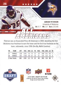 2009 Upper Deck Draft Edition #286 Adrian Peterson Back