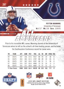 2009 Upper Deck Draft Edition #287 Peyton Manning Back