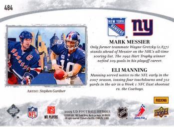 2009 Upper Deck Heroes #484 Mark Messier / Eli Manning Back