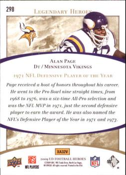 2009 Upper Deck Heroes #298 Alan Page Back