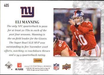 2009 Upper Deck Heroes #405 Eli Manning Back