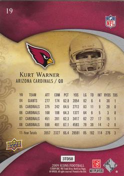 2009 Upper Deck Icons #19 Kurt Warner Back