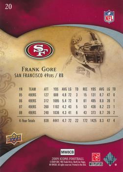 2009 Upper Deck Icons #20 Frank Gore Back