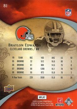 2009 Upper Deck Icons #81 Braylon Edwards Back