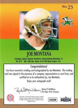 2013 Fleer Retro - Ultra Autographs #25 Joe Montana Back