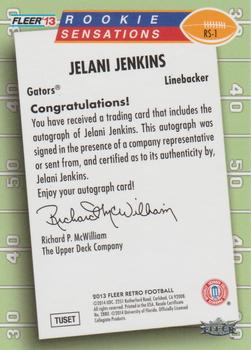 2013 Fleer Retro - Fleer Rookie Sensations Autographs #RS-1 Jelani Jenkins Back