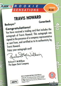 2013 Fleer Retro - Fleer Rookie Sensations Autographs #RS-84 Travis Howard Back
