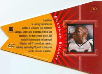 1998 Playoff Contenders - Pennants Gray Felt (Red Foil) #30 Shannon Sharpe Back