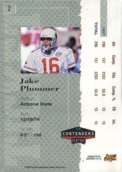 1998 Playoff Contenders - Ticket #2 Jake Plummer Back