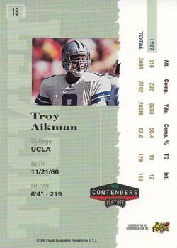 1998 Playoff Contenders - Ticket #18 Troy Aikman Back