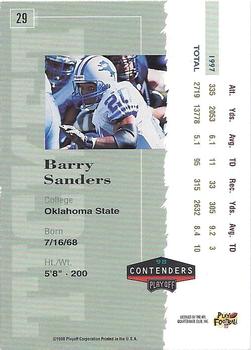 1998 Playoff Contenders - Ticket #29 Barry Sanders Back