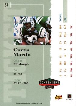 1998 Playoff Contenders - Ticket #54 Curtis Martin Back