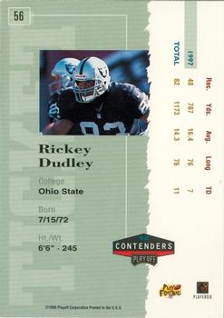 1998 Playoff Contenders - Ticket #56 Rickey Dudley Back