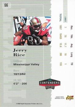 1998 Playoff Contenders - Ticket #66 Jerry Rice Back