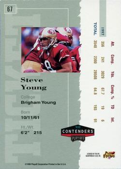 1998 Playoff Contenders - Ticket #67 Steve Young Back