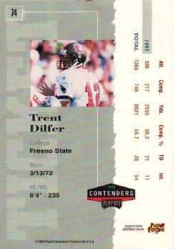 1998 Playoff Contenders - Ticket #74 Trent Dilfer Back