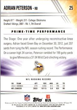 2014 Topps Prime #25 Adrian Peterson Back