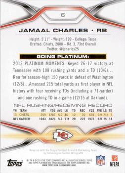 2014 Topps Platinum #6 Jamaal Charles Back