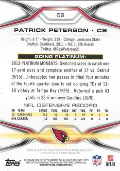 2014 Topps Platinum #69 Patrick Peterson Back