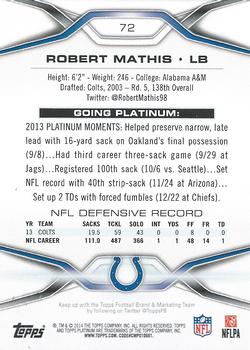 2014 Topps Platinum #72 Robert Mathis Back