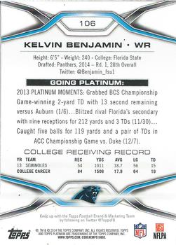 2014 Topps Platinum #106 Kelvin Benjamin Back