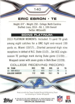 2014 Topps Platinum #140 Eric Ebron Back