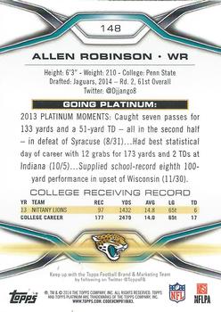 2014 Topps Platinum #148 Allen Robinson Back