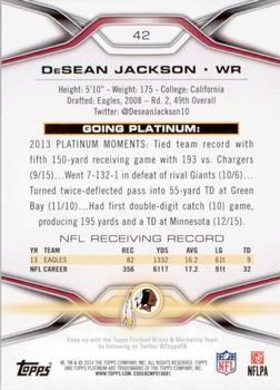 2014 Topps Platinum #42 DeSean Jackson Back