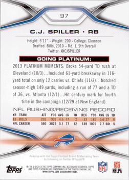 2014 Topps Platinum #97 C.J. Spiller Back