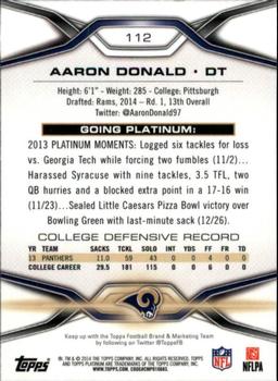 2014 Topps Platinum #112 Aaron Donald Back
