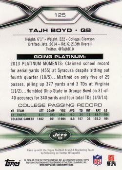 2014 Topps Platinum #125 Tajh Boyd Back