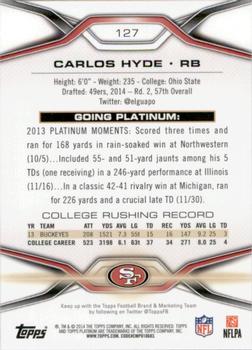 2014 Topps Platinum #127 Carlos Hyde Back