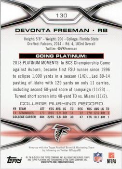 2014 Topps Platinum #130 Devonta Freeman Back