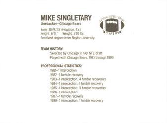 1990 Ralston Purina Superstars #NNO Mike Singletary Back