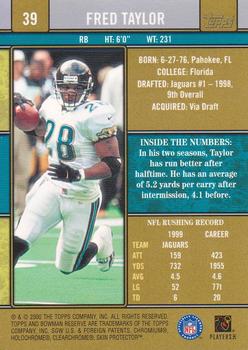 2000 Bowman Reserve #39 Fred Taylor Back