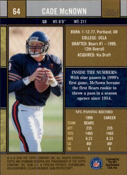 2000 Bowman Reserve #64 Cade McNown Back