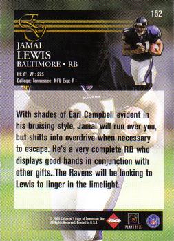 2000 Collector's Edge EG #152 Jamal Lewis Back