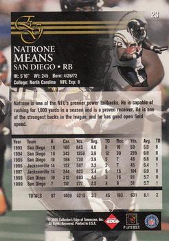 2000 Collector's Edge EG #23 Natrone Means Back
