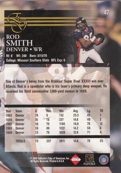2000 Collector's Edge EG #47 Rod Smith Back