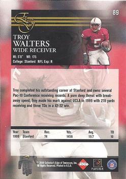 2000 Collector's Edge EG #89 Troy Walters Back