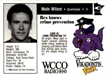 1990 Minnesota Vikings Police #5 Wade Wilson Back