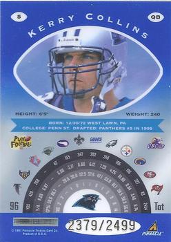 1997 Pinnacle Totally Certified - Platinum Blue #5 Kerry Collins Back