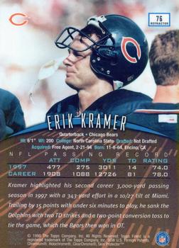 1998 Finest - Refractors #76 Erik Kramer Back