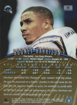 1998 Finest - Refractors #86 Rodney Harrison Back